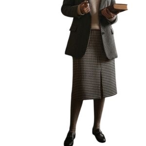 Fundamental Things Vintage Houndstooth Wool Blend Maxi Skirt 12